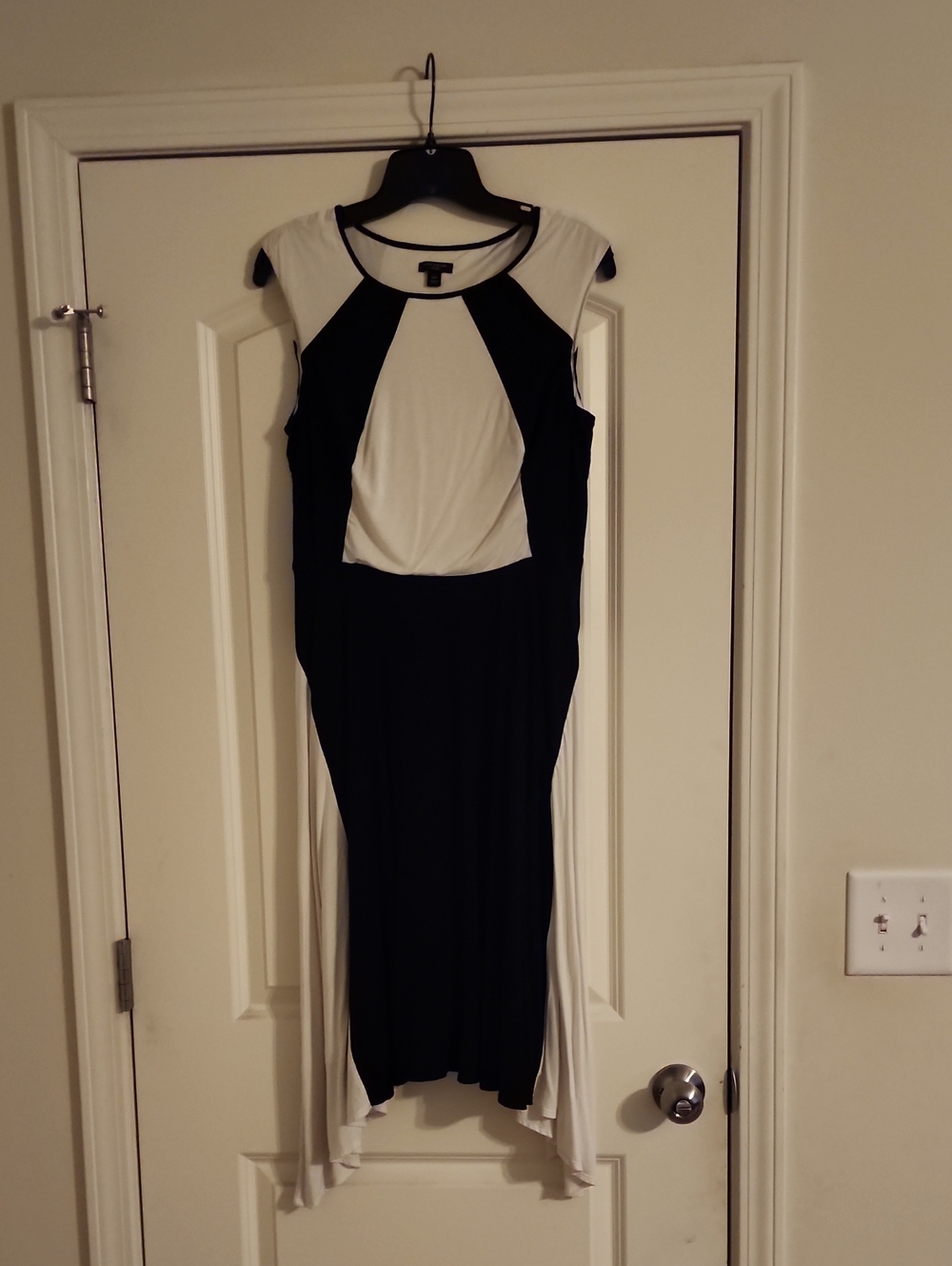Ann Taylor Black and White High-Low Colorblock Dress